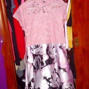 Pink long back tail dress